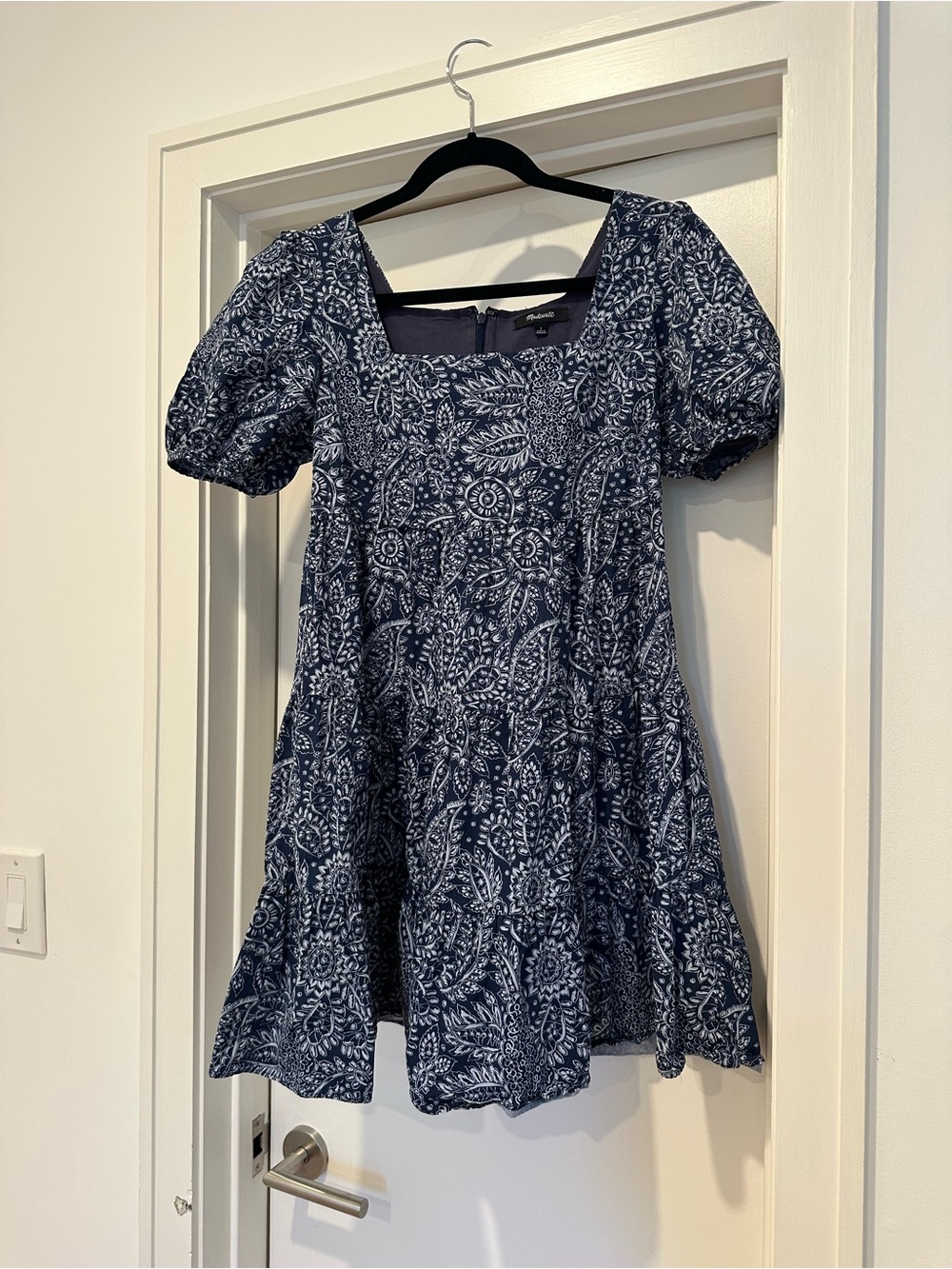 Madewell Navy and White Floral Mini Dress